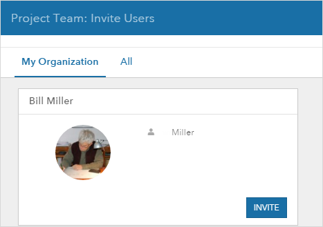 Project Team: Invite Users dialog box