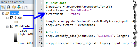 Layers used in Python Script tool